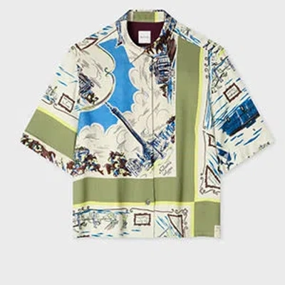 Paul Smith Women's 'london Scarf' Viscose Short-sleeve Shirt Multicolour