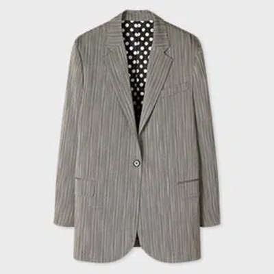 Paul Smith Women's Longline Herringbone Oversized Blazer Grey In Gray