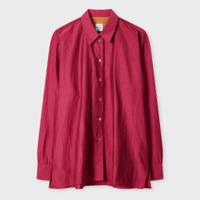 Paul Smith Women's Magenta Silk-blend Long-sleeve Shirt Pink