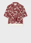 Paul Smith Women's Maroon And Ecru 'avant Garden' Short-sleeve Shirt Red