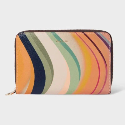 PAUL SMITH WOMEN'S MEDIUM 'DUSKY SWIRL' LEATHER ZIP-AROUND PURSE MULTICOLOUR
