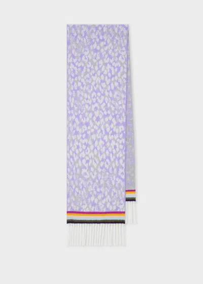Paul Smith Women's Merino Wool Leopard 'swirl' Scarf Purple