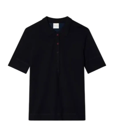 Paul Smith Women's Merino Wool-blend Navy Blue Polo Shirt