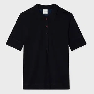 Paul Smith Women's Merino Wool-blend Navy Blue Polo Shirt In Multi