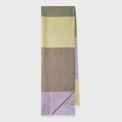 Paul Smith Women's Multicolour Cotton-linen Blend Colourblock Scarf Purple