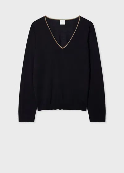 Paul Smith Women's Navy Blue 'signature Stripe' Merino Wool Sweater