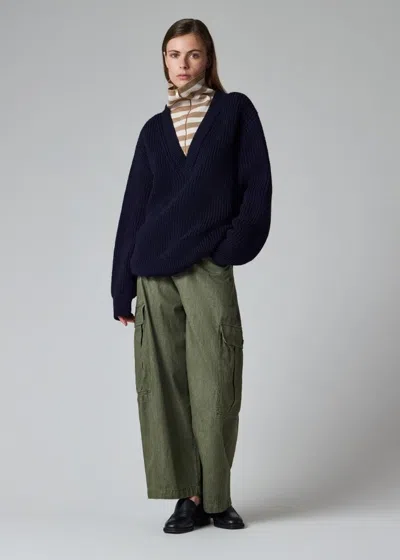 Paul Smith Women's Navy Blue Stripe Zip Neck Sweater