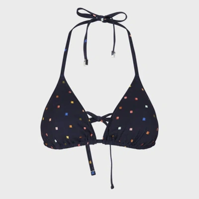 Paul Smith Women's Navy Blue 'tile Spot' Bikini Top In Black