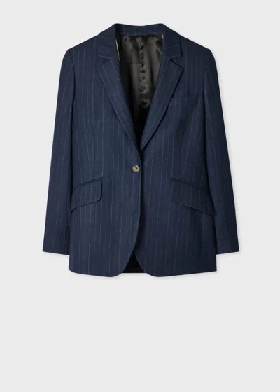 Paul Smith Women's Navy Chalk Stripe Wool-blend Blazer Blue