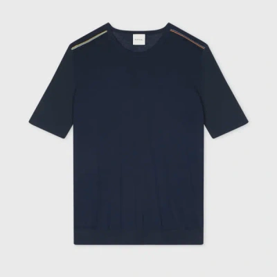Paul Smith Women's Navy Cotton-blend Knitted Short Sleeve Top Blue