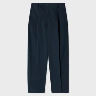 Paul Smith Women's Navy Cotton Pleated Trousers Blue