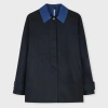 Paul Smith Women's Navy Cotton Trapeze Jacket With Cobalt Collar Blue In Blue