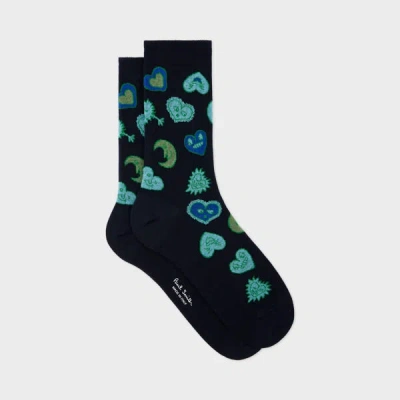 Paul Smith Women's Navy 'hearts And Stars' Cotton-blend Socks Blue