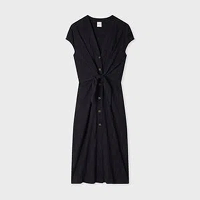 Paul Smith Women's Navy Seersucker Midi Dress Blue In Black