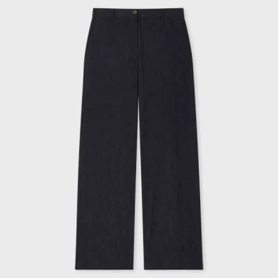 Paul Smith Women's Navy Seersucker Wide Leg Trousers Blue In Black
