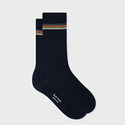 Paul Smith Women's Navy 'signature Stripe' Cuff Socks Blue