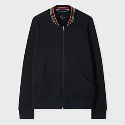 Paul Smith Women's Navy 'swirl' Ribbed Collar Bomber Blue