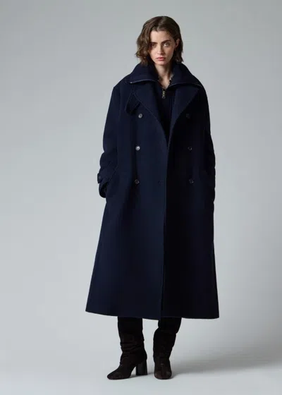 Paul Smith Women's Navy Wool-blend Cocoon Coat Blue