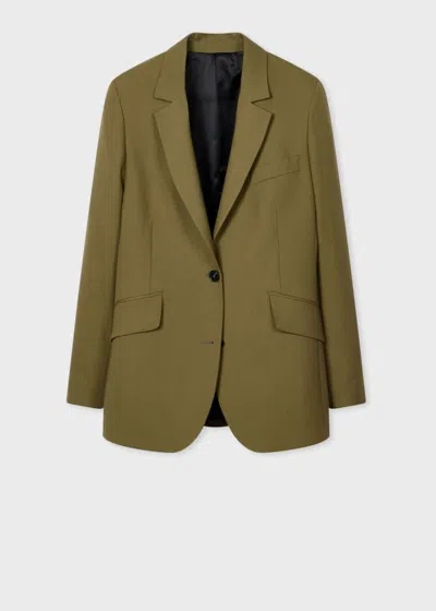 Paul Smith Women's Olive Wool Hopsack Blazer Green
