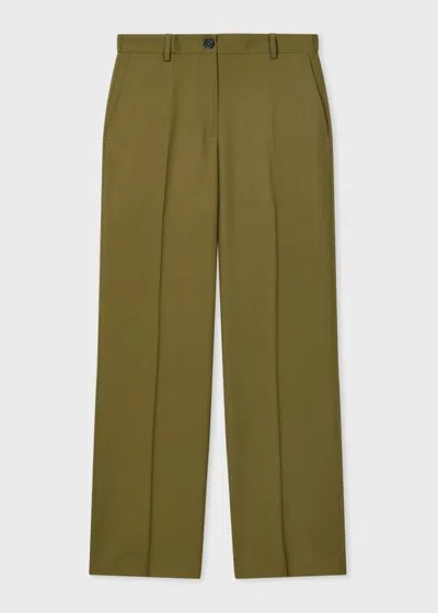 Paul Smith Women's Olive Wool Hopsack Wide-leg Trousers Green