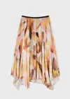Paul Smith Women's Orange 'floral Paint' Midi Skirt In Orange