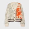 Paul Smith Women's Orange 'travel Scarf' Silk Panel Cardigan Red In Multi