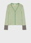 Paul Smith Women's Organic Cotton Green Stripe Cardigan In Green