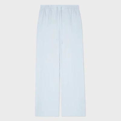 Paul Smith Women's Pale Blue Linen Wide Leg Drawstring Trousers