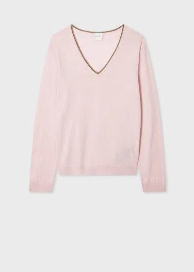 Paul Smith Women's Pale Pink 'signature Stripe' Merino Wool Sweater