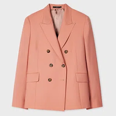 Paul Smith Women's Peach Mohair-blend Double Breasted Blazer Pink In Orange
