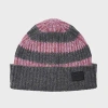 Paul Smith Women's Pink And Grey Lambswool-blend Block Stripe Beanie In Gray
