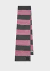Paul Smith Women's Pink And Grey Lambswool-blend Block Stripe Scarf In Pink