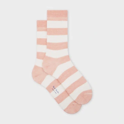Paul Smith Women's Pink And White Stripe Socks