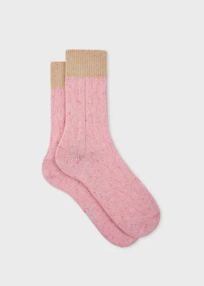 Paul Smith Women's Pink Cotton-blend Cable Knit Socks