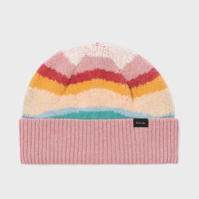 Paul Smith Women's Pink 'swirl' Knitted Lambswool Beanie Multicolour