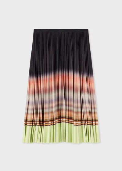 PAUL SMITH WOMEN'S PISTACHIO GRADIENT 'SIGNATURE STRIPE' PLEATED SKIRT GREEN