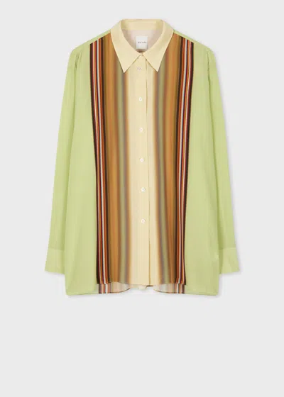 PAUL SMITH WOMEN'S PISTACHIO GRADIENT 'SIGNATURE STRIPE' SHIRT GREEN