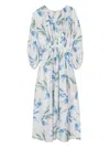 Paul Smith Tulip-print Puff-sleeve Dress In Clear Blue