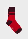 Paul Smith Women's Red And Burgundy Ribbed Colour Block Socks In Red