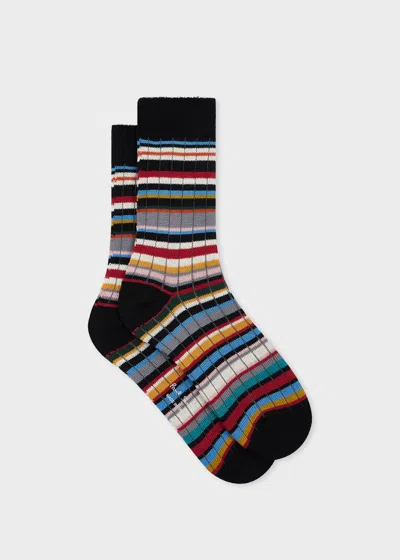 Paul Smith Women's Ribbed 'signature Stripe' Socks Multicolour