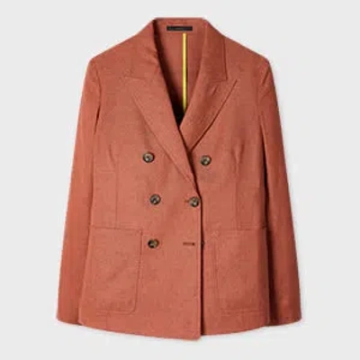 Paul Smith Women's Rust Linen-wool Blend Double-breasted Blazer Orange