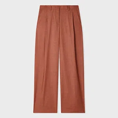 Paul Smith Women's Rust Linen-wool Blend Wide-leg Trousers Orange