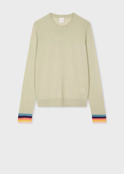 Paul Smith Women's Sage Green Knitted Merino Crew Neck Jumper
