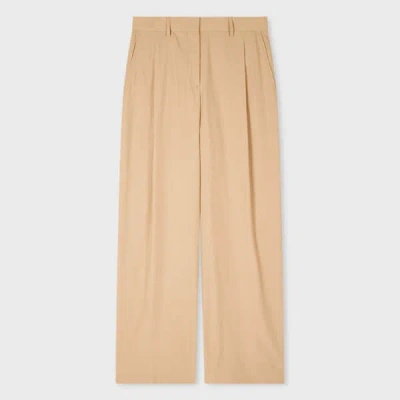 Paul Smith Women's Sand Cotton Poplin Relaxed Trousers Brown