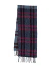 Paul Smith Rectangular Check Pattern Scarf With Fringed Edges In Blue