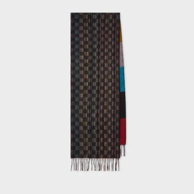 Paul Smith Women's 'signature Stripe' Check Reversible Scarf Multicolour In Black