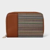Paul Smith Women's 'signature Stripe' Coated Canvas Small Zip Around Purse Brown In Brown