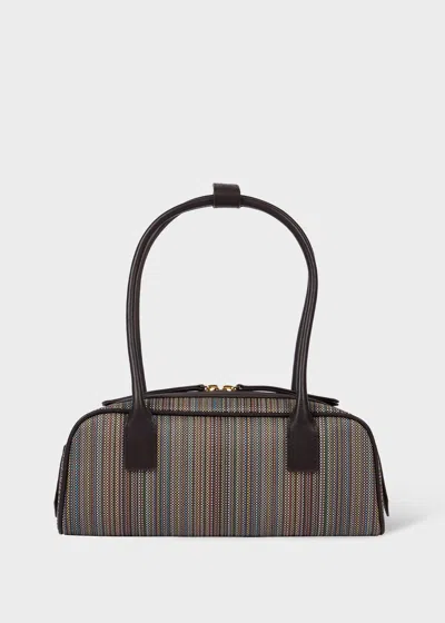Paul Smith Women's 'signature Stripe' Coated Canvas Top Handle Shoulder Bag Multicolour
