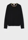 Paul Smith Women's 'signature Stripe' Crew Neck Merino Wool Sweater Black In Black