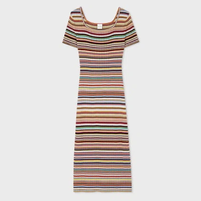 Paul Smith Women's 'signature Stripe' Knitted Cotton Dress Multicolour